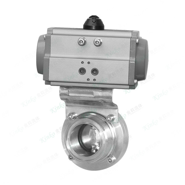 Sanitary pneumatic butterfly valve