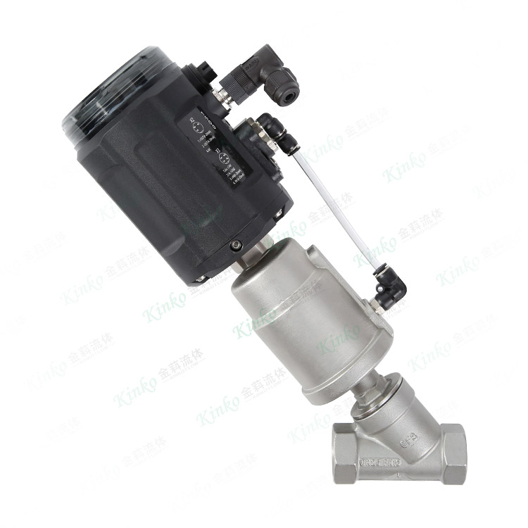 All stainless steel pneumatic welded angle seat valve with positioner