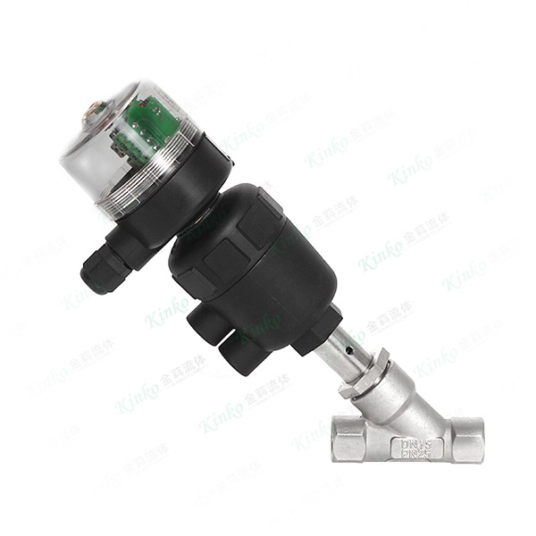 Adjustable pneumatic threaded corner seat valve