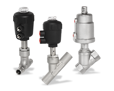 Pneumatic welding angle seat valve