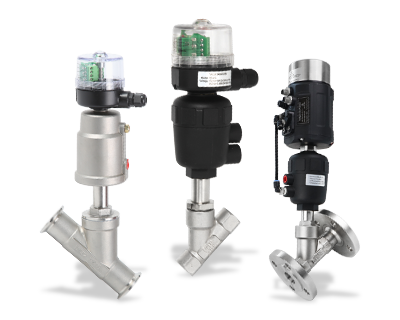 Pneumatic control angle seat valve